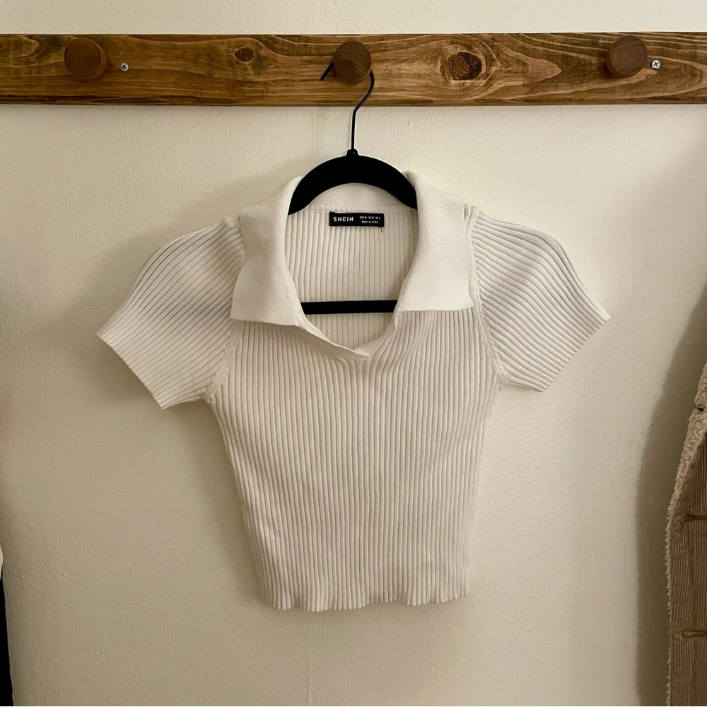 White Polo Crop Top